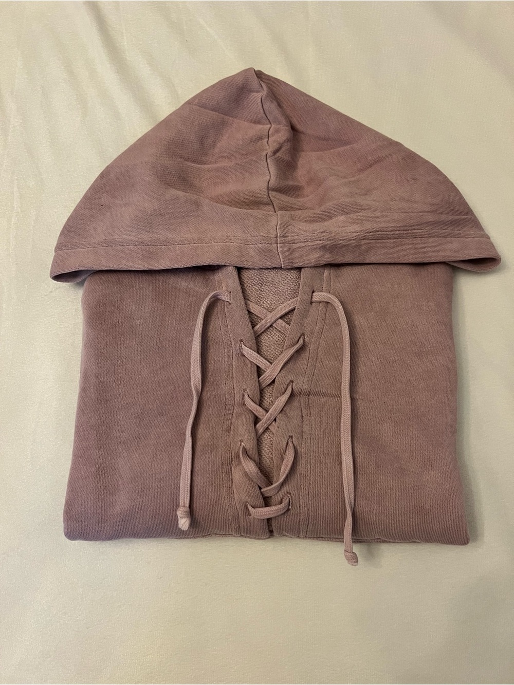 American Eagle Outfitters Dusty Mauve Lace-Up Hoodie